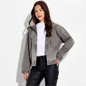 Women's Hooded Zip-Up Denim Jacket - Wild Fable Size S retail $40
